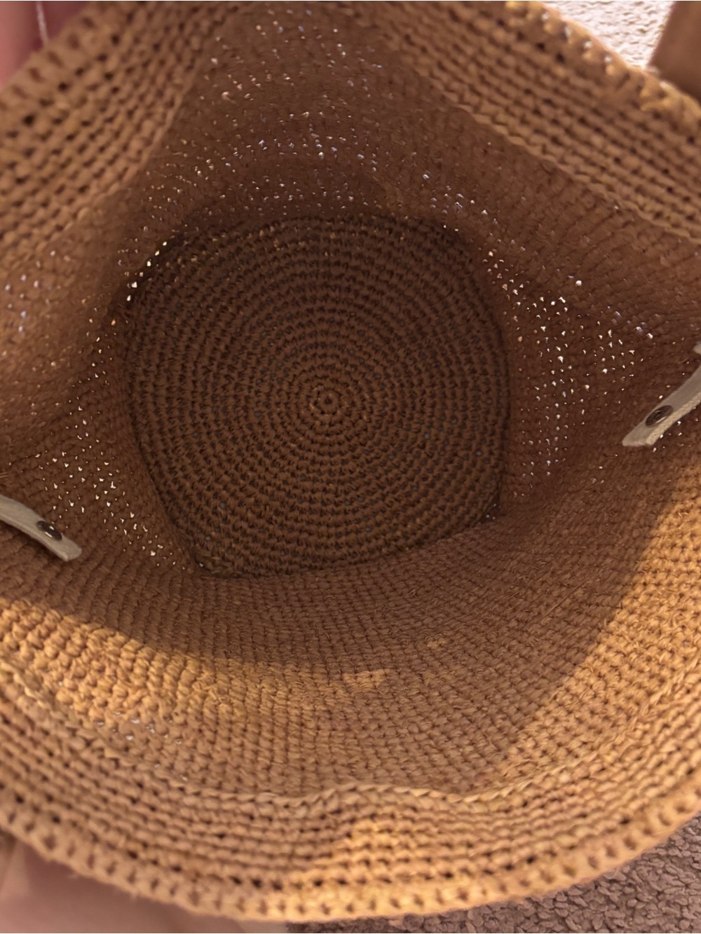 Helen Kaminski Woven Raffia Bucket Tote Bag with Leather Handles - Tan - Picture 7 of 9
